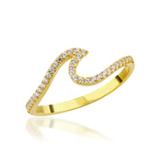14K Solid Gold Wave Ring Y363