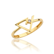 14K Solid Gold Triangle Ring Y364