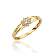 14K Solid Gold Flower Ring Y368