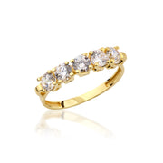 14K Solid Gold Five Stone Ring Y376