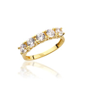 14K Solid Gold U Shaped Five Stone Ring Y378