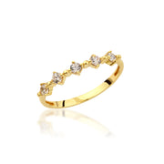 14K Solid Gold Five Stone Ring Y380