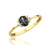 14K Solid Gold Mystic Topaz Ring Y384