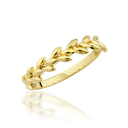 14K Solid Gold Leaf Ring Y385