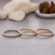 14K Solid Gold Rope Ring Y128