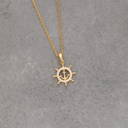 14K Solid Gold Anchor Necklace K108