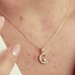 Load and play video in Gallery viewer, 14K Solid Gold Moon Star Necklace K150
