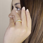 Load and play video in Gallery viewer, 14K Solid Gold Croissant Ring Y6
